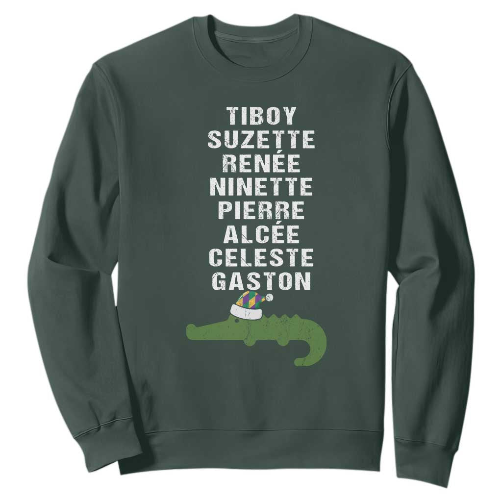 Funny Cajun Louisiana Christmas Sweatshirt Eight Crocodiles New Orleans Santa TS11 Dark Forest Green Print Your Wear