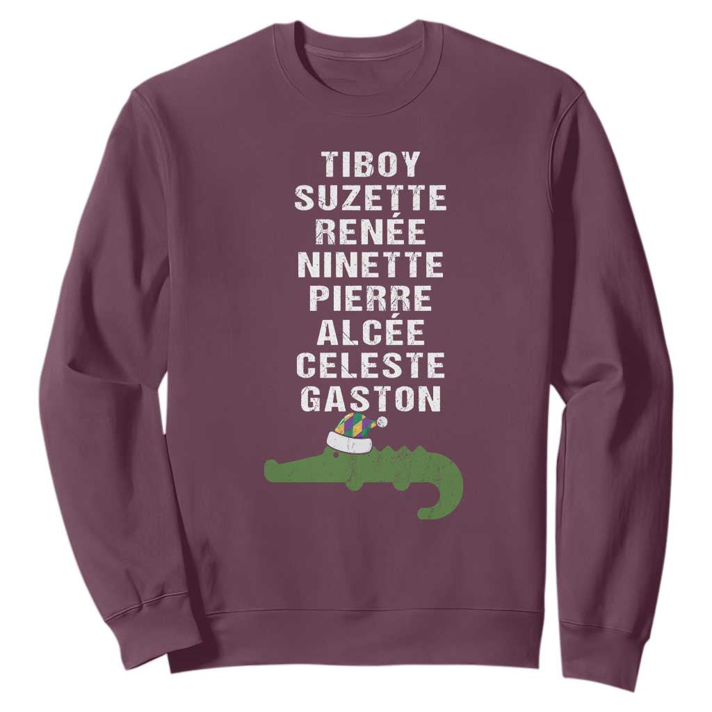 Funny Cajun Louisiana Christmas Sweatshirt Eight Crocodiles New Orleans Santa TS11 Maroon Print Your Wear