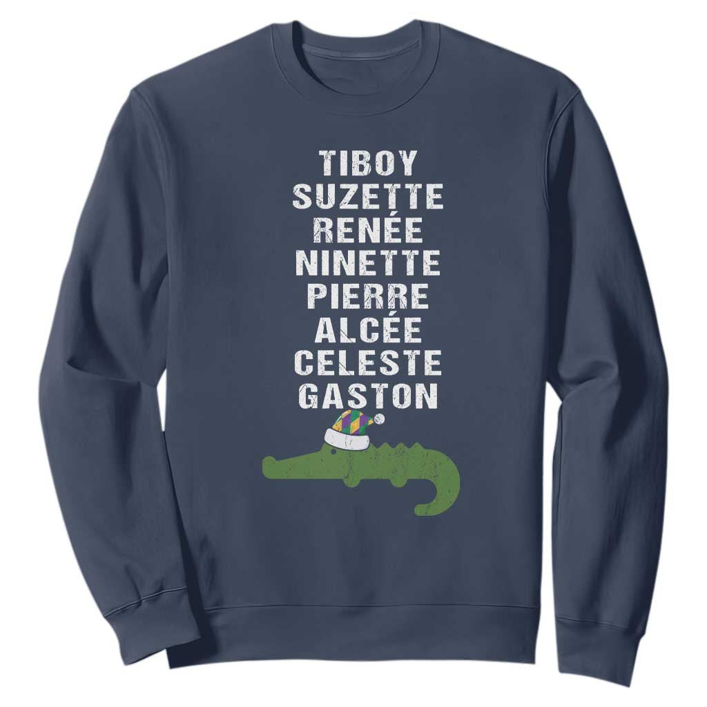 Funny Cajun Louisiana Christmas Sweatshirt Eight Crocodiles New Orleans Santa TS11 Navy Print Your Wear