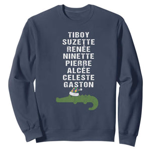Funny Cajun Louisiana Christmas Sweatshirt Eight Crocodiles New Orleans Santa TS11 Navy Print Your Wear