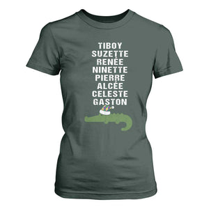 Funny Cajun Louisiana Christmas T Shirt For Women Eight Crocodiles New Orleans Santa TS11 Dark Forest Green Print Your Wear