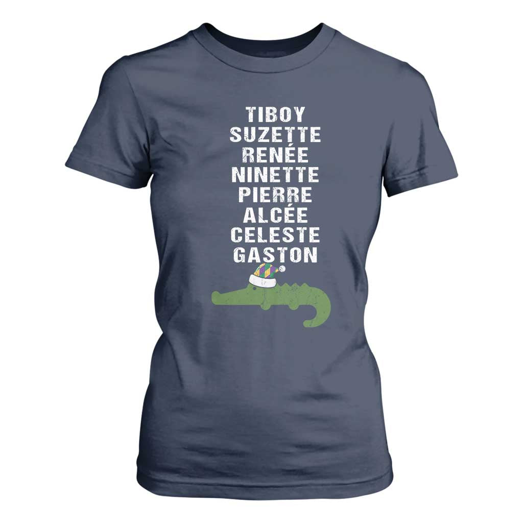Funny Cajun Louisiana Christmas T Shirt For Women Eight Crocodiles New Orleans Santa TS11 Navy Print Your Wear