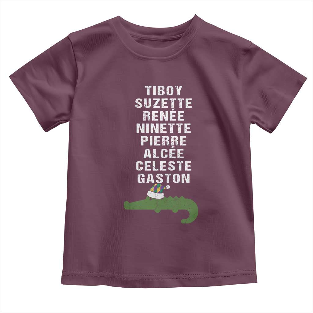 Funny Cajun Louisiana Christmas Toddler T Shirt Eight Crocodiles New Orleans Santa TS11 Maroon Print Your Wear