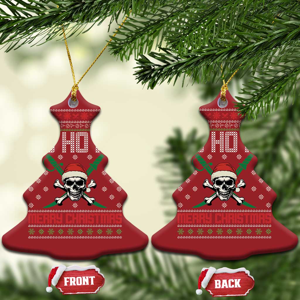 Funny Xmas Pirate Santa Christmas Ornament Yo Ho Ho Merry Xmas Skull Santa Hat TS11 Christmas Tree Red Print Your Wear
