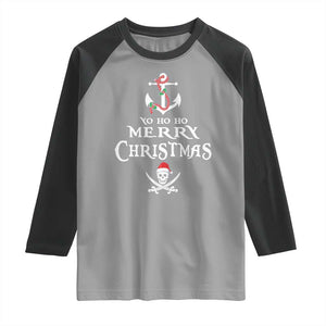 Funny Christmas Pirate Raglan Shirt Yo Ho Ho Merry Christmas Anchor Santa Skull TS11 Sport Gray Black Print Your Wear