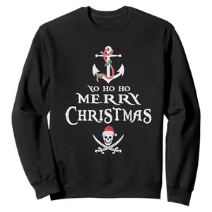 Funny Christmas Pirate Sweatshirt Yo Ho Ho Merry Christmas Anchor Santa Skull TS11 Black Print Your Wear