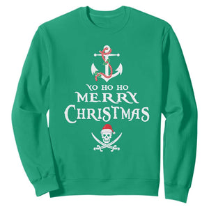 Funny Christmas Pirate Sweatshirt Yo Ho Ho Merry Christmas Anchor Santa Skull TS11 Irish Green Print Your Wear