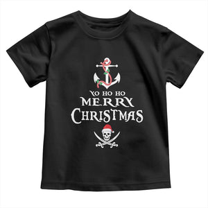 Funny Christmas Pirate Toddler T Shirt Yo Ho Ho Merry Christmas Anchor Santa Skull TS11 Black Print Your Wear
