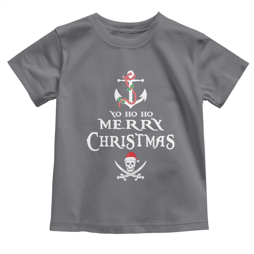 Funny Christmas Pirate Toddler T Shirt Yo Ho Ho Merry Christmas Anchor Santa Skull TS11 Charcoal Print Your Wear