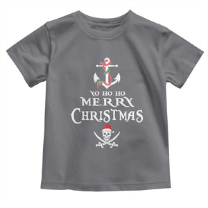 Funny Christmas Pirate Toddler T Shirt Yo Ho Ho Merry Christmas Anchor Santa Skull TS11 Charcoal Print Your Wear