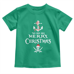 Funny Christmas Pirate Toddler T Shirt Yo Ho Ho Merry Christmas Anchor Santa Skull TS11 Irish Green Print Your Wear