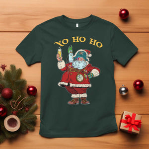 Funny Christmas Pirate Santa T Shirt Yo Ho Ho Holiday Xmas Pirate TS11 Dark Forest Green Print Your Wear