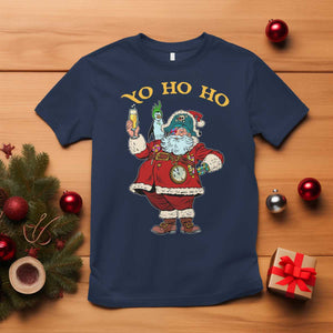 Funny Christmas Pirate Santa T Shirt Yo Ho Ho Holiday Xmas Pirate TS11 Navy Print Your Wear