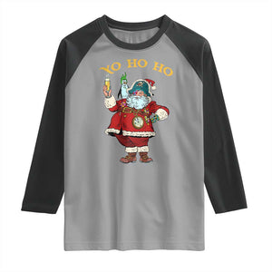 Funny Christmas Pirate Santa Raglan Shirt Yo Ho Ho Holiday Xmas Pirate TS11 Sport Gray Black Print Your Wear