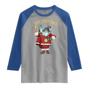 Funny Christmas Pirate Santa Raglan Shirt Yo Ho Ho Holiday Xmas Pirate TS11 Sport Gray Royal Print Your Wear