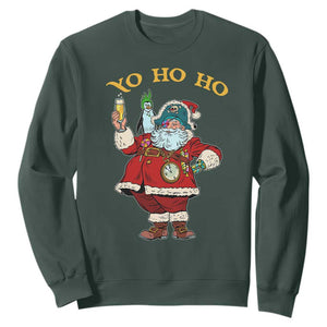 Funny Christmas Pirate Santa Sweatshirt Yo Ho Ho Holiday Xmas Pirate TS11 Dark Forest Green Print Your Wear