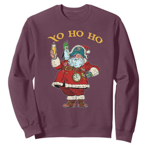 Funny Christmas Pirate Santa Sweatshirt Yo Ho Ho Holiday Xmas Pirate TS11 Maroon Print Your Wear