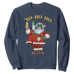 Funny Christmas Pirate Santa Sweatshirt Yo Ho Ho Holiday Xmas Pirate TS11 Navy Print Your Wear