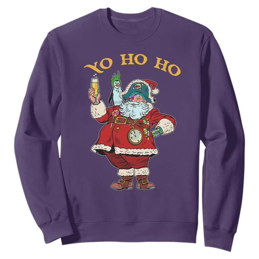 Funny Christmas Pirate Santa Sweatshirt Yo Ho Ho Holiday Xmas Pirate TS11 Purple Print Your Wear