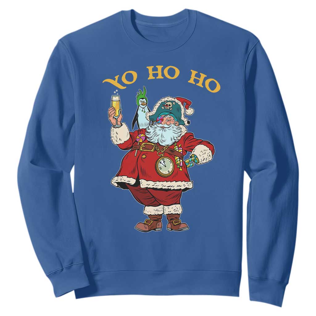 Funny Christmas Pirate Santa Sweatshirt Yo Ho Ho Holiday Xmas Pirate TS11 Royal Blue Print Your Wear
