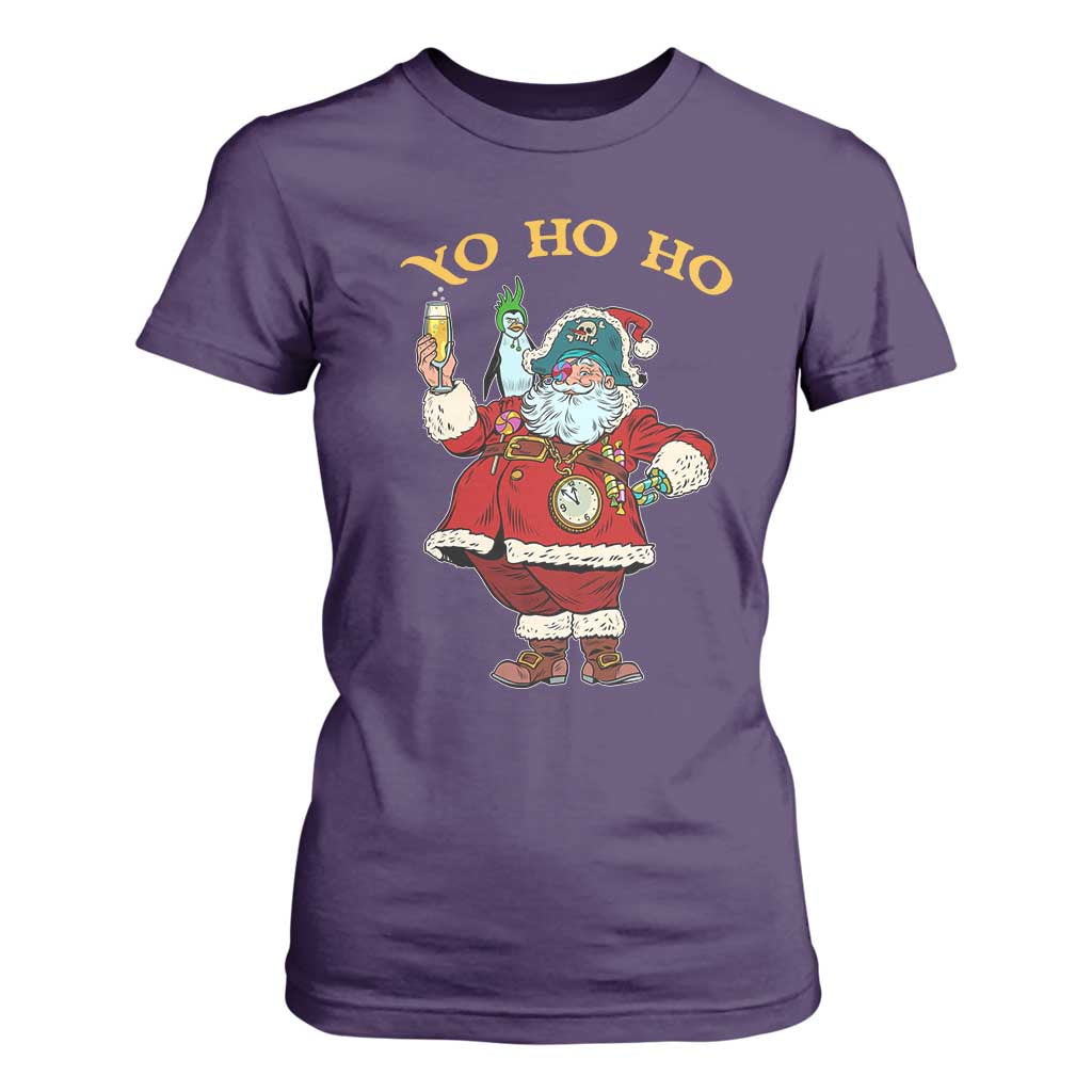 Funny Christmas Pirate Santa T Shirt For Women Yo Ho Ho Holiday Xmas Pirate TS11 Purple Print Your Wear