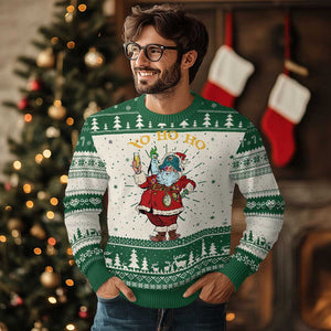 Funny Xmas Pirate Santa Ugly Christmas Sweater Yo Ho Ho Holiday Xmas Pirate TS11 Green Print Your Wear