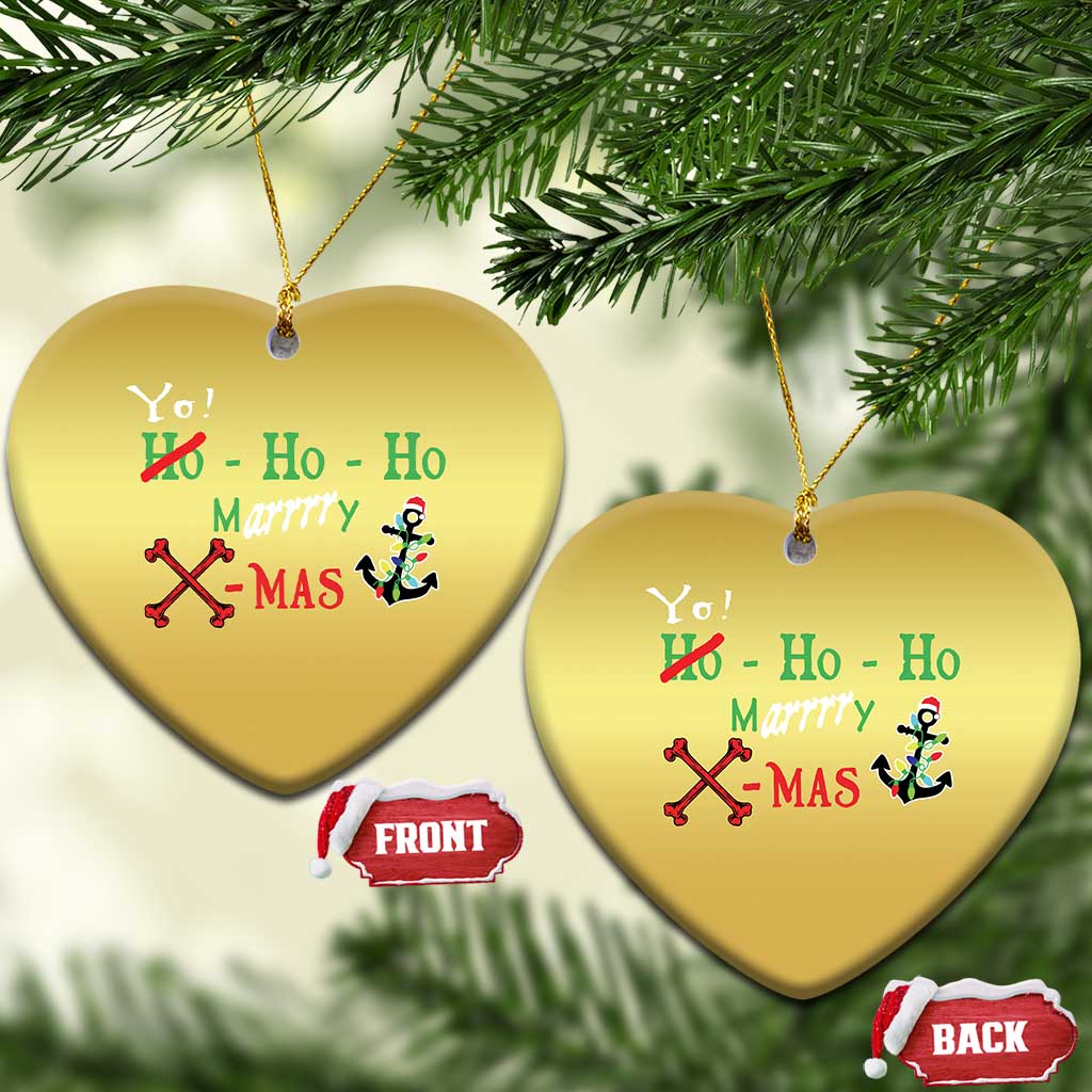 Funny Xmas Pirate Christmas Ornament Yo Ho Ho Marrrrry X-Mas Anchor Santa Hat TS11 Heart Gold Print Your Wear