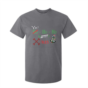 Funny Christmas Pirate T Shirt For Kid Yo Ho Ho Marrrrry X-Mas Anchor Santa Hat TS11 Charcoal Print Your Wear
