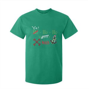 Funny Christmas Pirate T Shirt For Kid Yo Ho Ho Marrrrry X-Mas Anchor Santa Hat TS11 Irish Green Print Your Wear