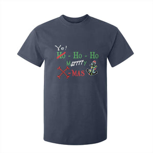 Funny Christmas Pirate T Shirt For Kid Yo Ho Ho Marrrrry X-Mas Anchor Santa Hat TS11 Navy Print Your Wear