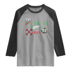 Funny Christmas Pirate Raglan Shirt Yo Ho Ho Marrrrry X-Mas Anchor Santa Hat TS11 Sport Gray Black Print Your Wear