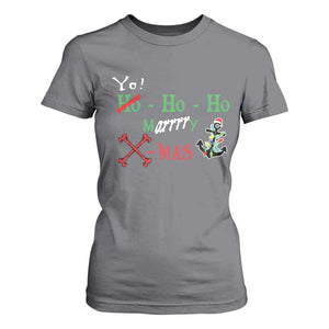 Funny Christmas Pirate T Shirt For Women Yo Ho Ho Marrrrry X-Mas Anchor Santa Hat TS11 Charcoal Print Your Wear