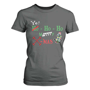 Funny Christmas Pirate T Shirt For Women Yo Ho Ho Marrrrry X-Mas Anchor Santa Hat TS11 Dark Heather Print Your Wear