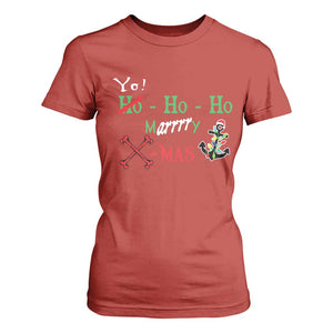 Funny Christmas Pirate T Shirt For Women Yo Ho Ho Marrrrry X-Mas Anchor Santa Hat TS11 Red Print Your Wear