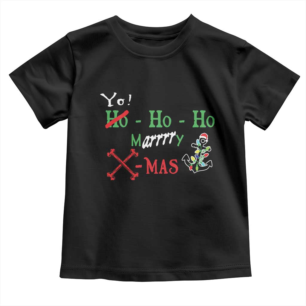 Funny Christmas Pirate Toddler T Shirt Yo Ho Ho Marrrrry X-Mas Anchor Santa Hat TS11 Black Print Your Wear