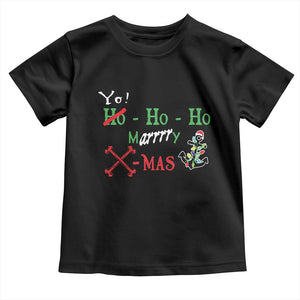 Funny Christmas Pirate Toddler T Shirt Yo Ho Ho Marrrrry X-Mas Anchor Santa Hat TS11 Black Print Your Wear