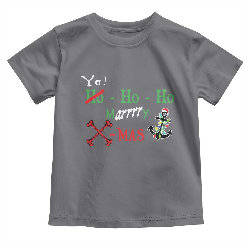 Funny Christmas Pirate Toddler T Shirt Yo Ho Ho Marrrrry X-Mas Anchor Santa Hat TS11 Charcoal Print Your Wear