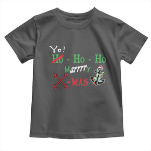 Funny Christmas Pirate Toddler T Shirt Yo Ho Ho Marrrrry X-Mas Anchor Santa Hat TS11 Dark Heather Print Your Wear