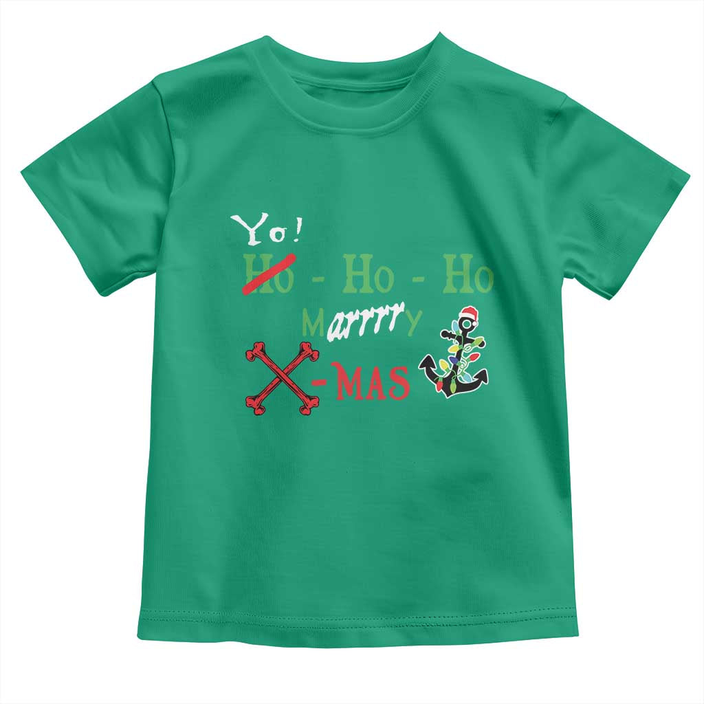 Funny Christmas Pirate Toddler T Shirt Yo Ho Ho Marrrrry X-Mas Anchor Santa Hat TS11 Irish Green Print Your Wear