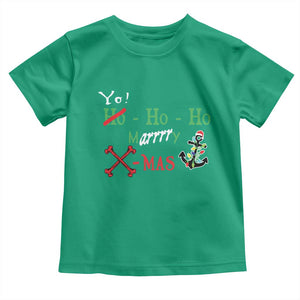 Funny Christmas Pirate Toddler T Shirt Yo Ho Ho Marrrrry X-Mas Anchor Santa Hat TS11 Irish Green Print Your Wear