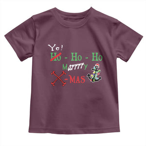 Funny Christmas Pirate Toddler T Shirt Yo Ho Ho Marrrrry X-Mas Anchor Santa Hat TS11 Maroon Print Your Wear