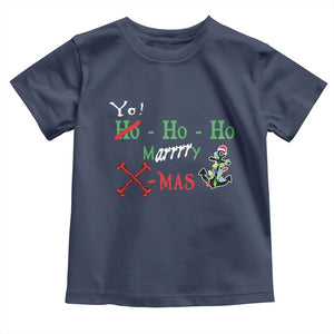 Funny Christmas Pirate Toddler T Shirt Yo Ho Ho Marrrrry X-Mas Anchor Santa Hat TS11 Navy Print Your Wear