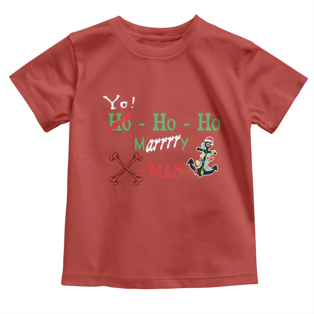 Funny Christmas Pirate Toddler T Shirt Yo Ho Ho Marrrrry X-Mas Anchor Santa Hat TS11 Red Print Your Wear