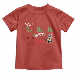 Funny Christmas Pirate Toddler T Shirt Yo Ho Ho Marrrrry X-Mas Anchor Santa Hat TS11 Red Print Your Wear