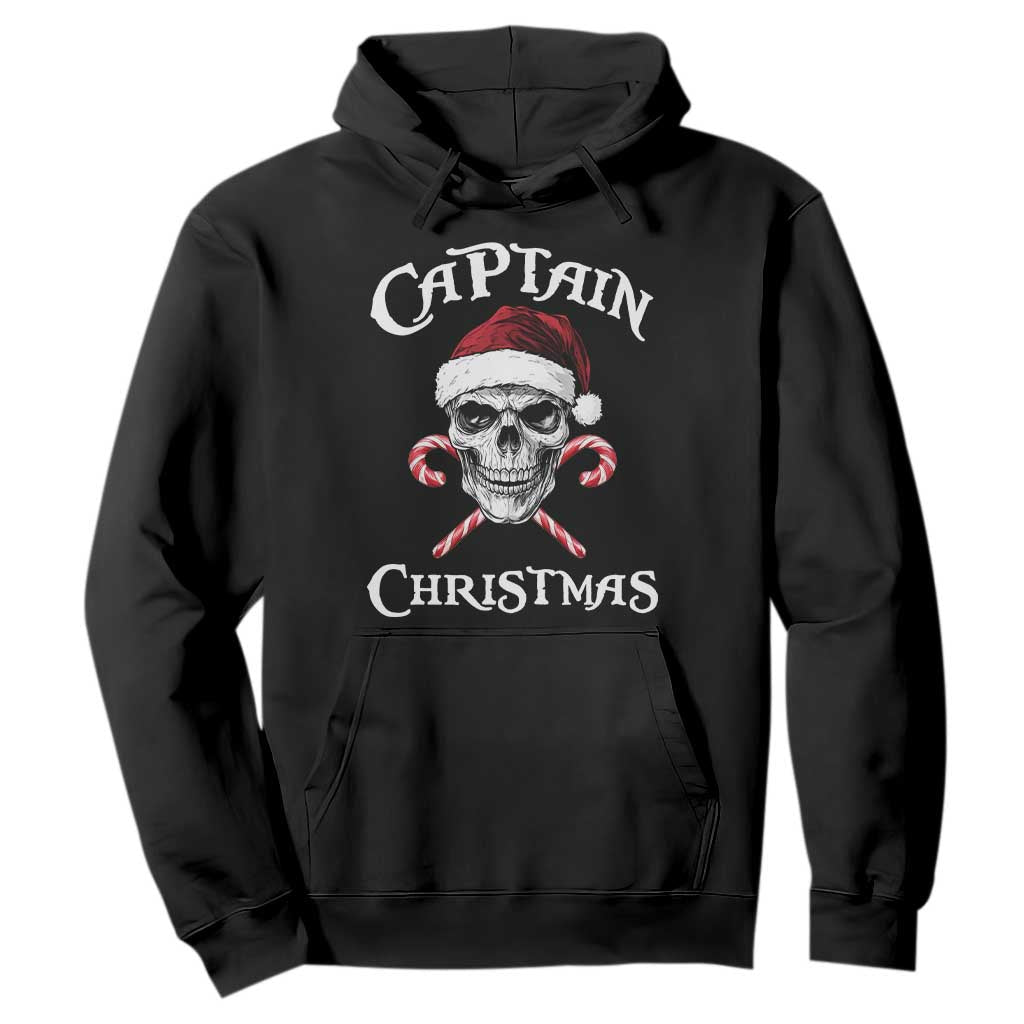 Funny Xmas Pirate Santa Hoodie Captain Christmas Skull Candy Canes TS11 Black Print Your Wear