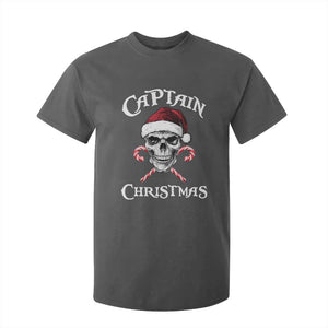 Funny Xmas Pirate Santa T Shirt For Kid Captain Christmas Skull Candy Canes TS11 Dark Heather Print Your Wear