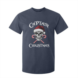 Funny Xmas Pirate Santa T Shirt For Kid Captain Christmas Skull Candy Canes TS11 Navy Print Your Wear