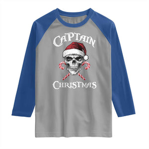 Funny Xmas Pirate Santa Raglan Shirt Captain Christmas Skull Candy Canes TS11 Sport Gray Royal Print Your Wear