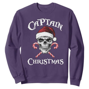 Funny Xmas Pirate Santa Sweatshirt Captain Christmas Skull Candy Canes TS11 Purple Print Your Wear