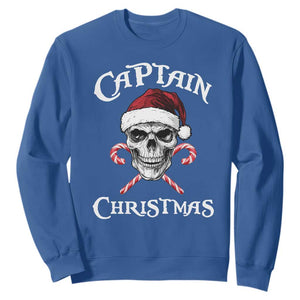 Funny Xmas Pirate Santa Sweatshirt Captain Christmas Skull Candy Canes TS11 Royal Blue Print Your Wear